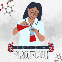 Imagem de uma Profissional em Química com Jaleco, transferindo um reagente para um erlenmeyer